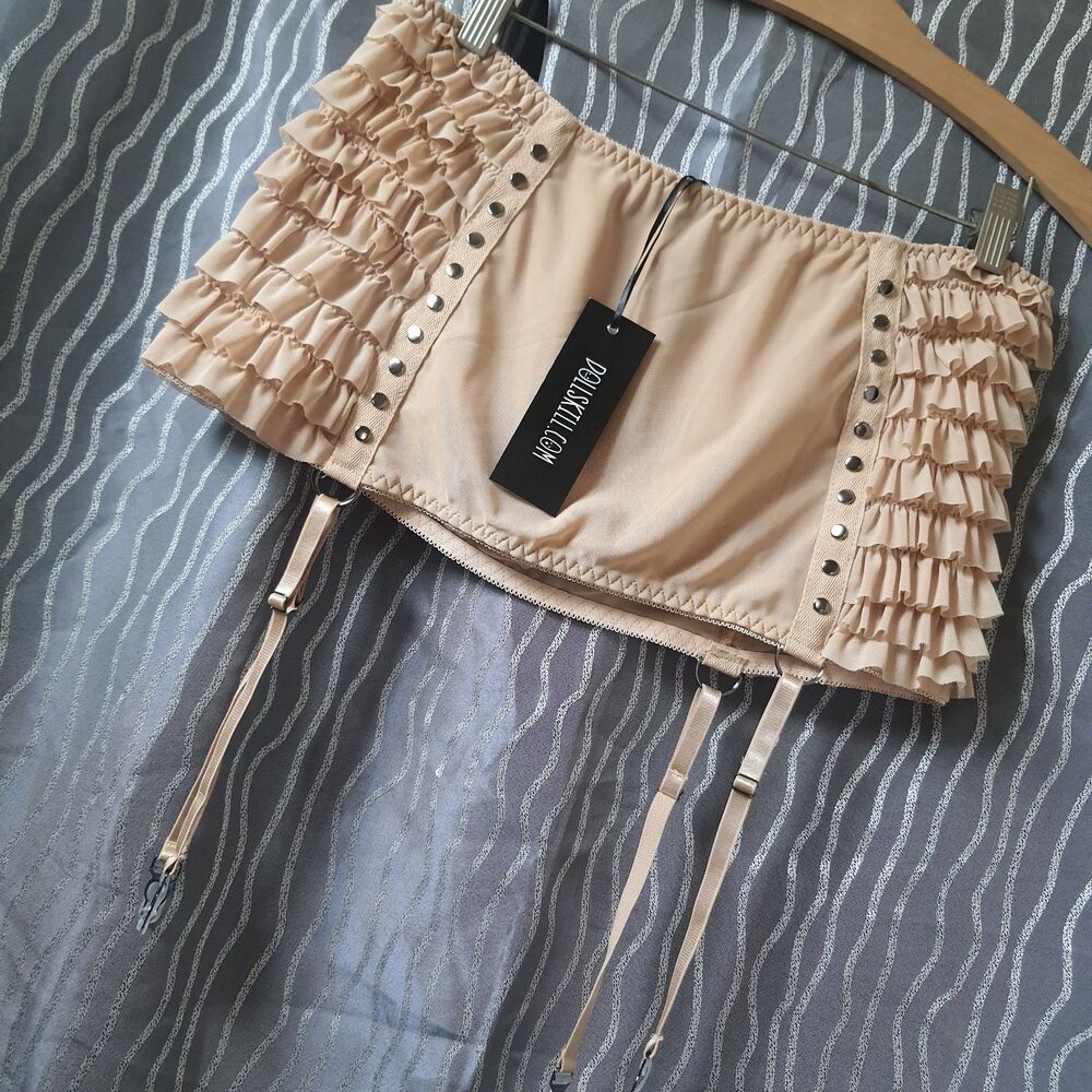 Dolls Kill Garter Mini Skirt Size Large Sheer Ruffled Babydoll Current Mood NWT